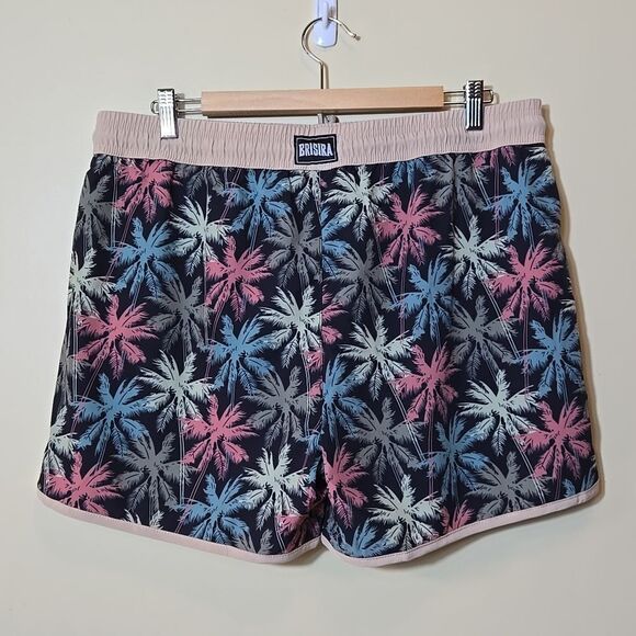 BRISIRA Swim Trunks Lined Shorts Palm Tree Island Vacation Mens 36 XL 4" Inseam - Picture 2 of 11